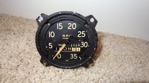 Vintage gauge rpm + hours aviation aircraft wwii flint mich gmc