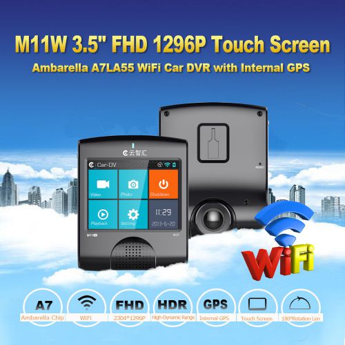 Car dvr wifi gps vehicle digital video camera recorder hd 1296p touchscreen 3.8&#034;