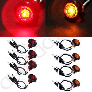 8x 3/4&#034; r&amp;a round bullet clearance side marker indicator truck trailer led light