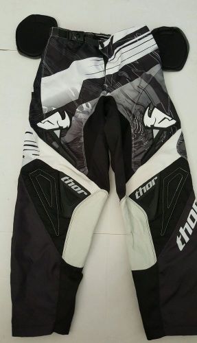 Thor motocross dirt bike pants youth size 28 with hip pads black white gray