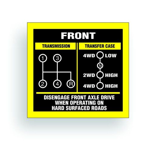 Transmission shift pattern decal fits willys, cj jeep 4 speed 1 tc ar011