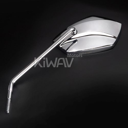 Stock look palm shape mirrors tall stem chrome cnc for harley dyna w/drag hanger