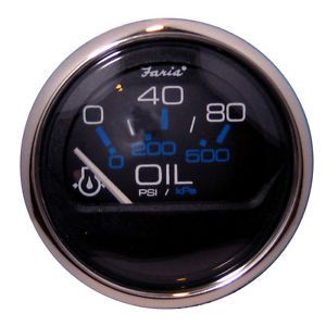 Faria chesapeake black ss 2&#034; oil pressure gauge 80 psi 13702