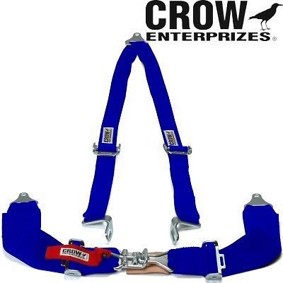 Crow enterprizes quick release blue seat belt 3 inch lap 2 inch shoulders 3 poin