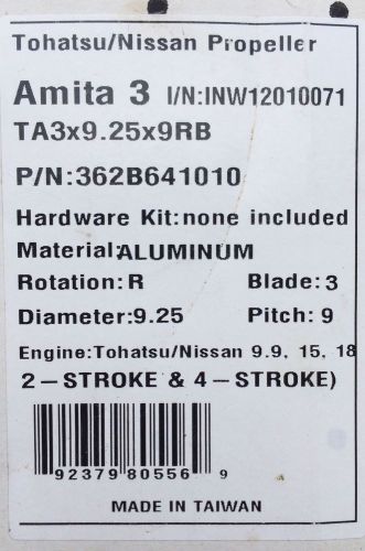 Tohatsu-nissan propeller 9.25x9p 9.9,15,18hp
