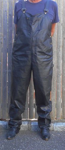 Genuine leather bib  &amp; strap overalls &#034;guide gear&#034; black sz xxl, motorcycle pant