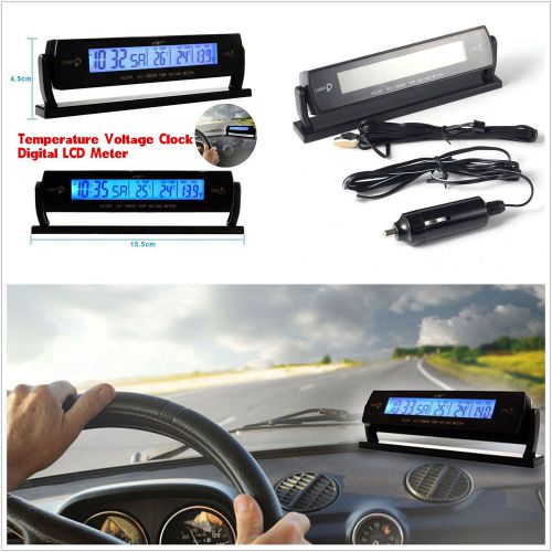 Multifunction car suv temperature voltage meter lcd monitor alarming gauge clock