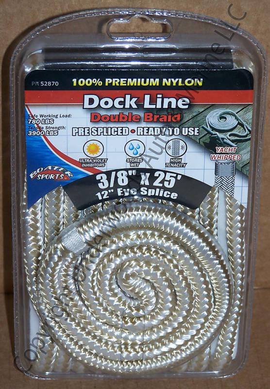 Double braid nylon dock line gold & white 3/8"x25' boat
