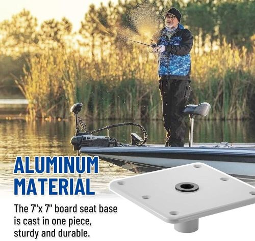 Boat seat base, 7" x 7" seat pedestal mount w/ 3/4" pin post socket aluminum