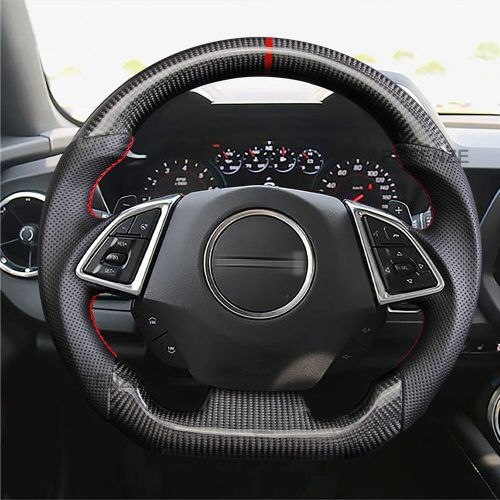 GENUINE CARBON Leather Steering Wheel For Chevrolet Camaro 2016-2020 RED Stitch, US $459.99, image 2