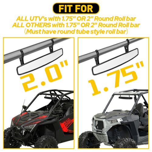 15" utv rear view center mirror 1.75" or 2" clamp for polaris rzr xp 1000 teryx
