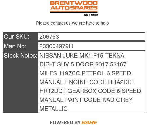 NISSAN JUKE STARTER MOTOR MK1 F15 TEKNA DIG-T 233004979R, US $, image 15