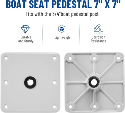 Boat Seat Base, 7" x 7" Boat Seat Pedestal W/ 3/4" Pin Post Socket Swivel White, US $31.99, image 2