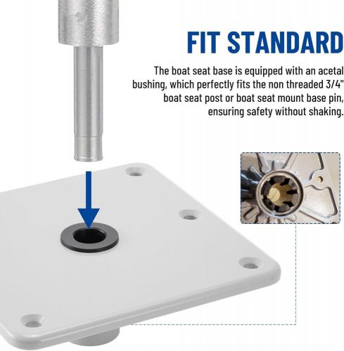 Boat Seat Base, 7" x 7" Boat Seat Pedestal W/ 3/4" Pin Post Socket Swivel White, US $31.99, image 6