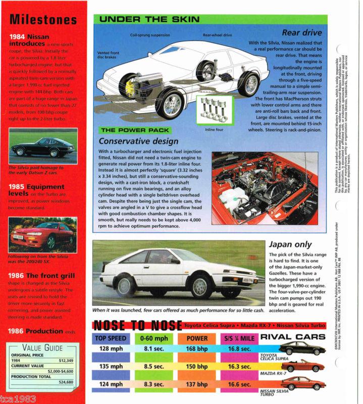 Nissan SILVIA TURBO IMP Brochure: 1984,1985,1986,, US $12.00, image 4