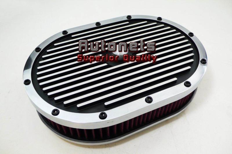 12" elite style aluminum air cleaner black top holley edelbrock washable filter