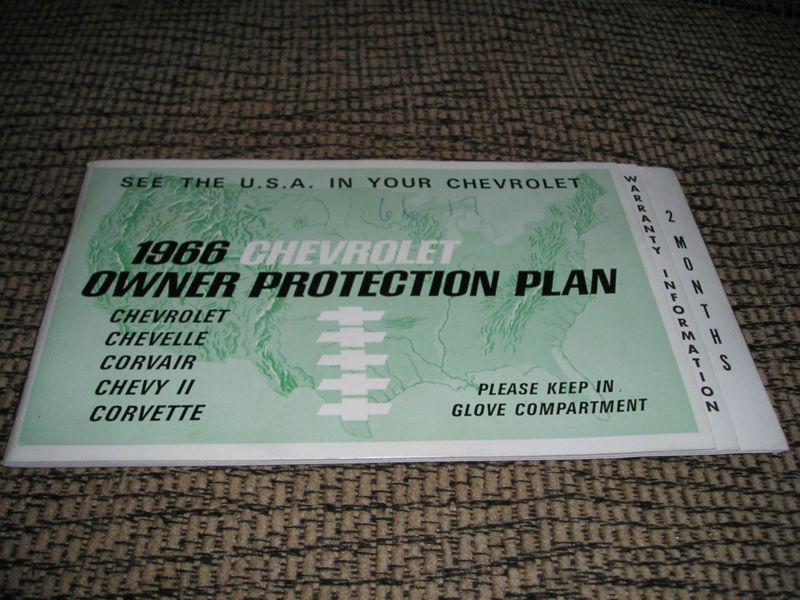1966 original 1st edition chevrolet/corvette protection plan/ manual