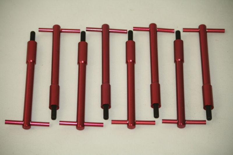 8 chevy sbc valve cover red anodized aluminum t handle kit bolts t-bar 1/4-20
