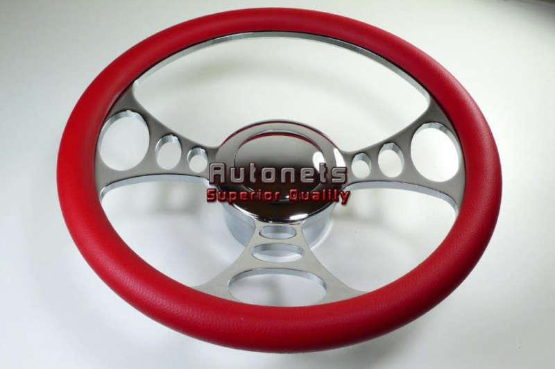 Buy Red Leather Orbitor Chevy GM Pontiac Aluminum Steering Wheel Horn