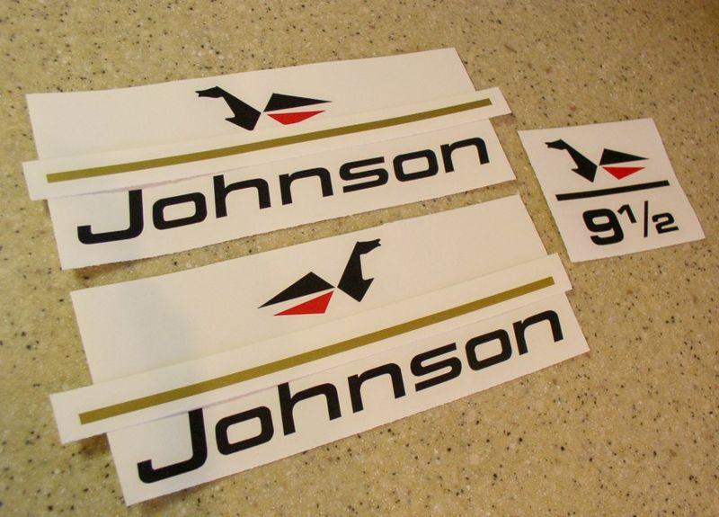 Johnson vintage 9-1/2 outboard motor decals die-cut free ship + free fish decal!