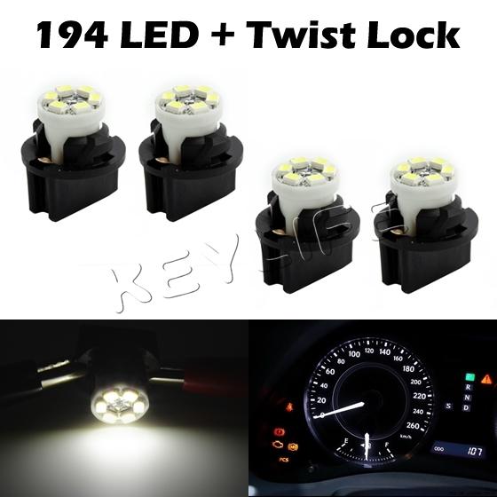 Pack of 4 white pc168 led instrument cluster bulbs twist lock fits 97-10 chrysle