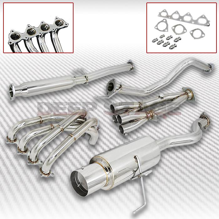 Stainless cat back exhaust 4.5"tip muffler+tri-y header 94-01 integra gs-r dc1/2