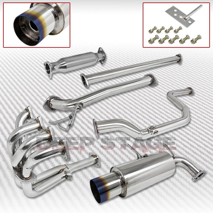 Ss cat back burnt tip+ header+ piping exhaust 90-91 acura integra da5-da9 db1-2