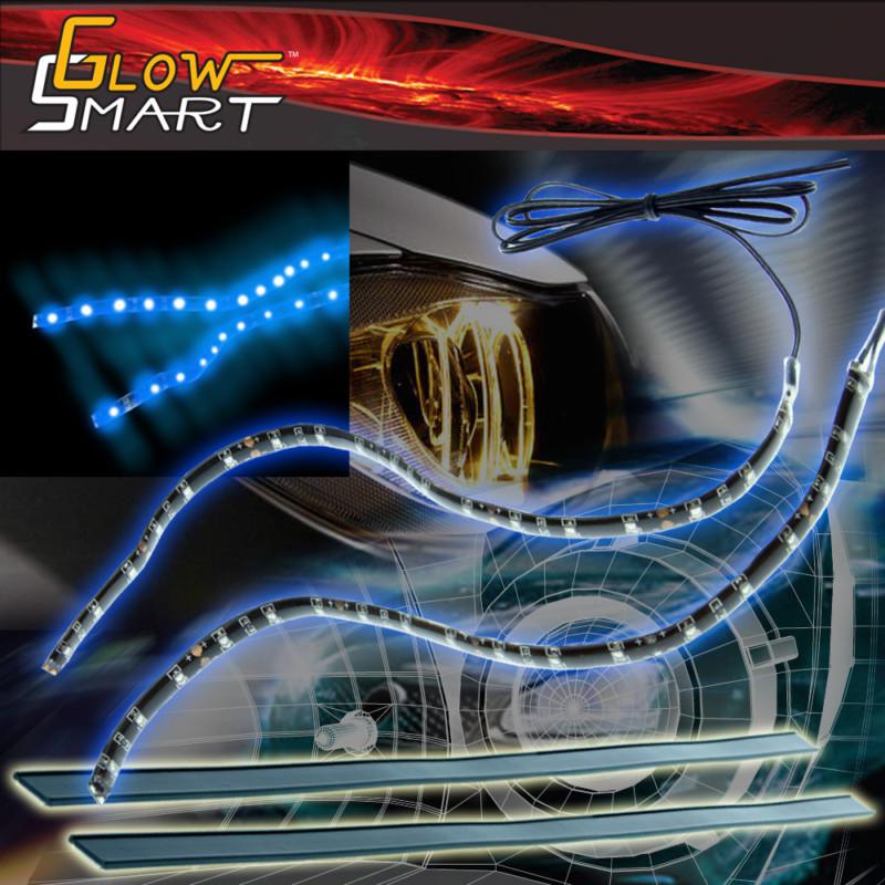 Led car light strip waterproof - 2 x 12" 18 blue smd bk
