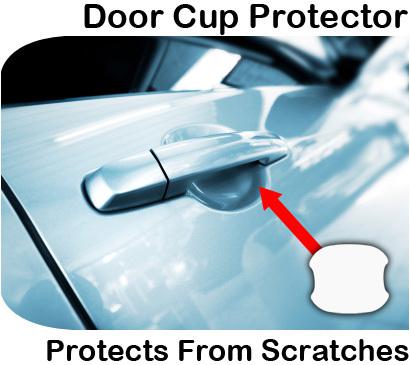 Clear car cup / door handle paint scratch protection film - 4 x invisible sheets