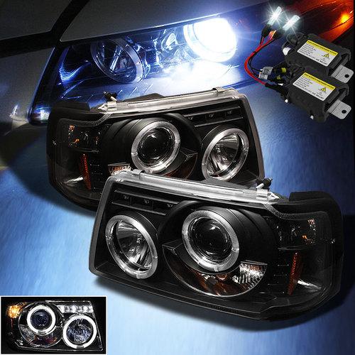 Slim 6000k xenon hid+01-11 ranger halo led projector headlights head lights set