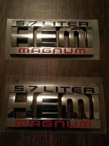 Dodge ram 5.7 l hemi magnum oem emblems (2 each) pn 55077661aa