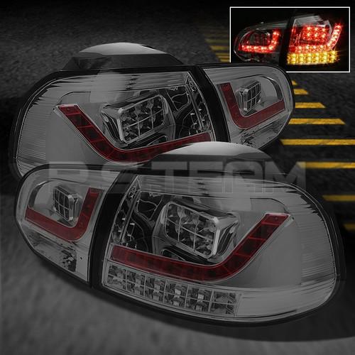Smoke 2010+ vw golf gti turbo sport 4pcs led tail lights w/led strip+trunk piece