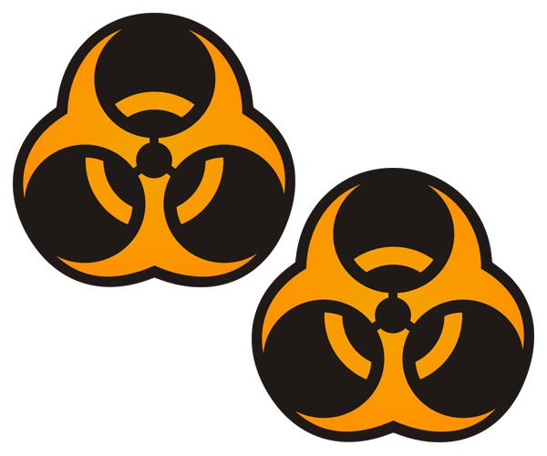 Biohazard warning decal set 4"x4" zombie car vinyl bumper sticker b1 zu1