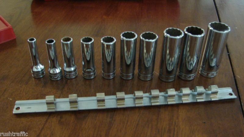 Snap on 3/8 drive deep well sockets 10 piece set sf series  * 12 point *