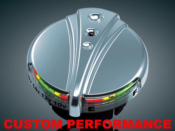 Kuryakyn deco led fuel & battery gauge gas cap set harley road king softail dyna