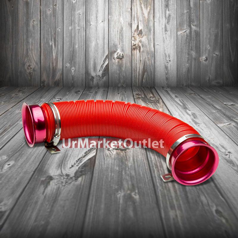 Red 3" universal adjustable flexible shortram/cold air intake turbo tube pipe