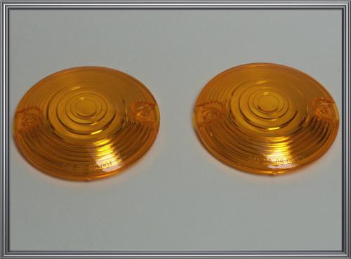 2 amber turn signal lenses for harley touring & softail running light blinkers 