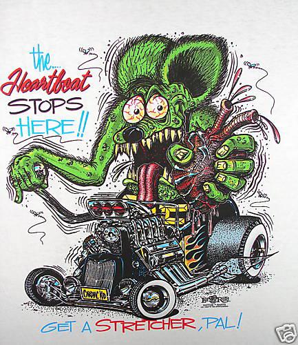 Rat fink in a t bucket by ed roth lg shirt     car