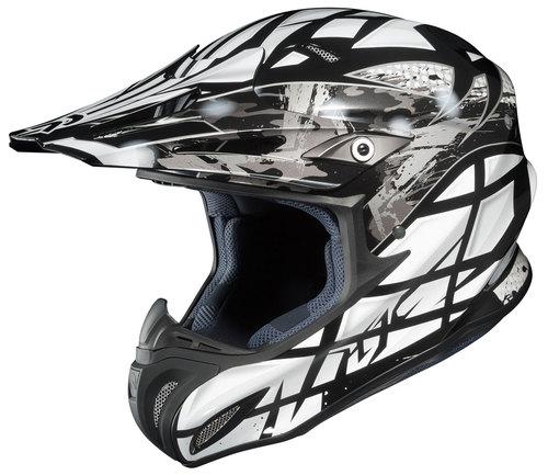 New hjc rpha-x motocross tempest adult helmet, black/silver, large/lg