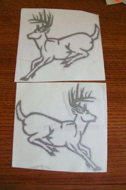 Metallic silver running deer decals, set of 2, new in package