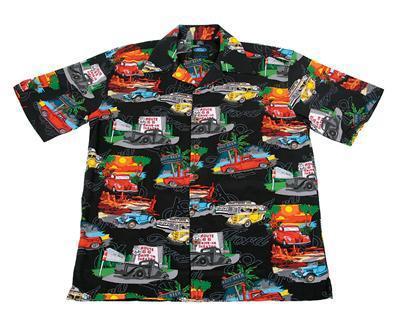 Genuine hotrod hardware camp shirt cotton rayon black ford trucks xl ea