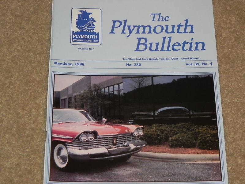 The plymouth bulletin, plymouth owners club,  mint condition volume 39, number 4