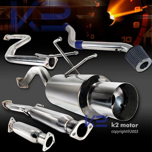 96-98 civic ex 1.6l l4 cold air intake+test pipe+catback muffler system