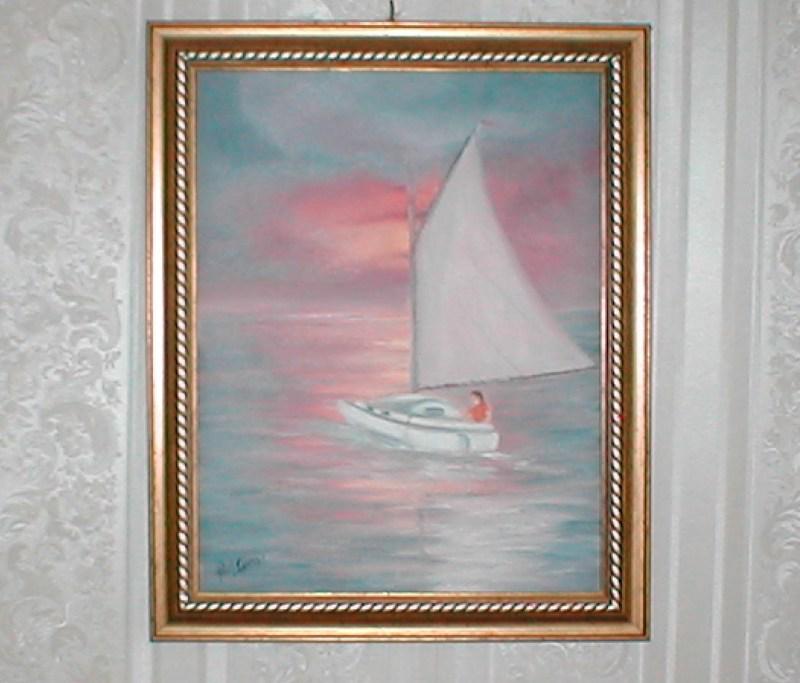 Original oil on canvas cape cod cat boat 11x14 framed $49.00