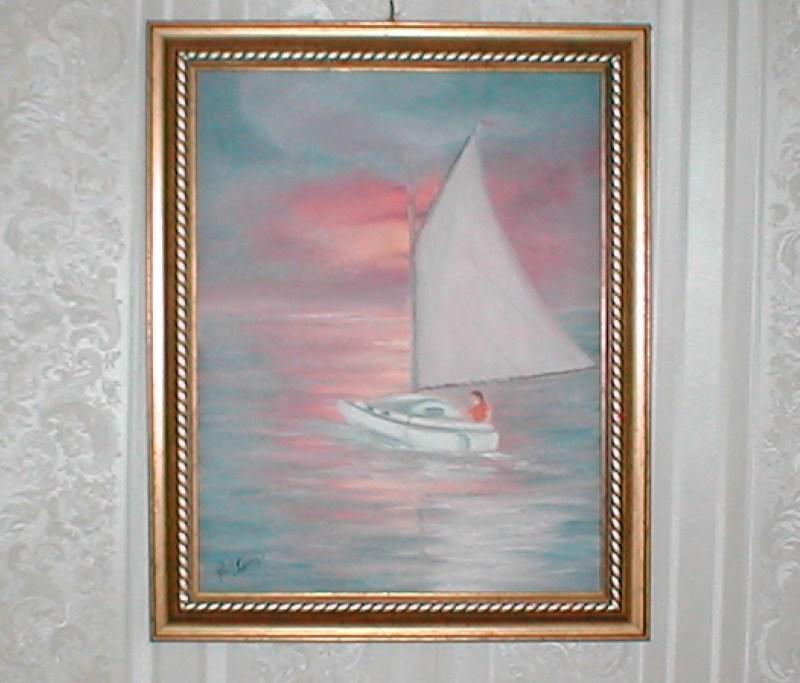 Buy Original Oil on canvas Cape Cod Cat Boat 11x14 framed 49.00 in