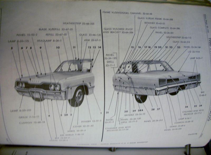 Buy 1966 Mopar Chrysler Plymouth Dodge Parts Book Manual Catalog Dart