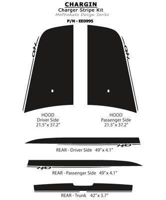 *2008 dodge charger - 3m pro grade vinyl graphics stripes hood trunk decals 944