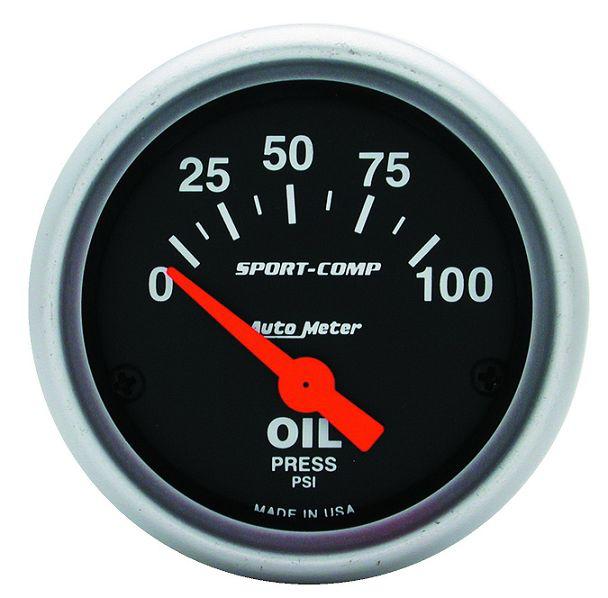 Auto meter 3327 sport comp 2 1/16" electric oil pressure gauge 0-100 psi