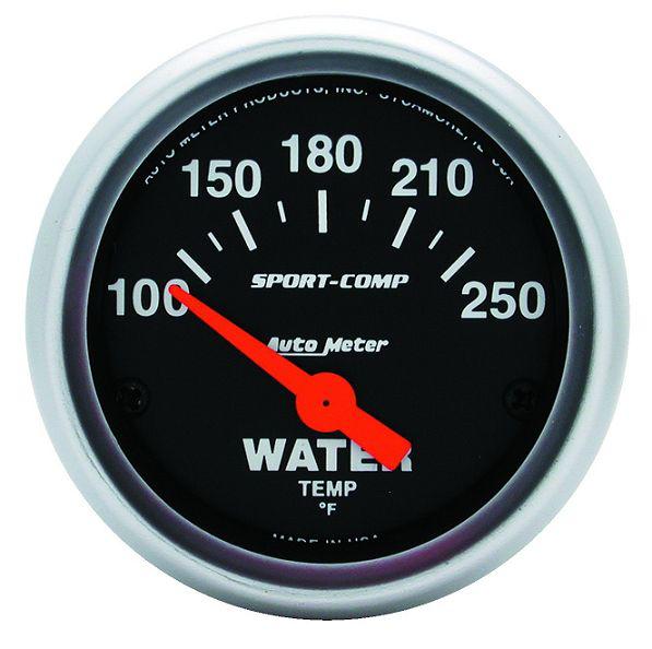 Auto meter 3337 sport comp 2 1/16" electric water temperature 100-250˚f