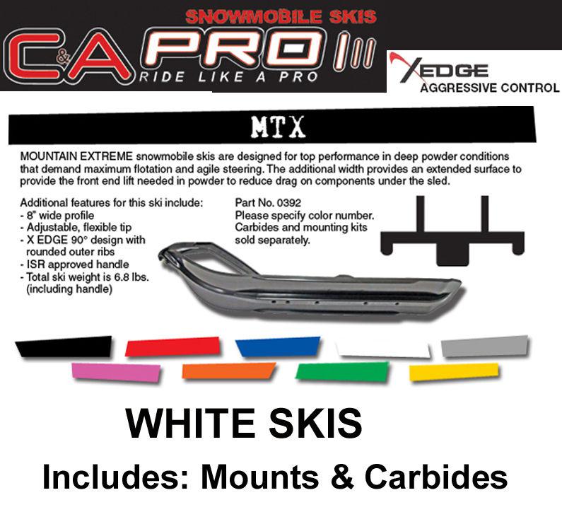 C&a pro mtx extreme ski pkg arctic cat 2010 & newer white skis, mnts, carbides